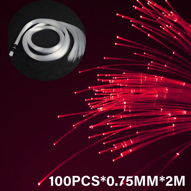 fibra optica plastica cable plastic highlight 100PCS*0.75MM*2M end glow  Star Sky Effect for all kind fiber optic car lights