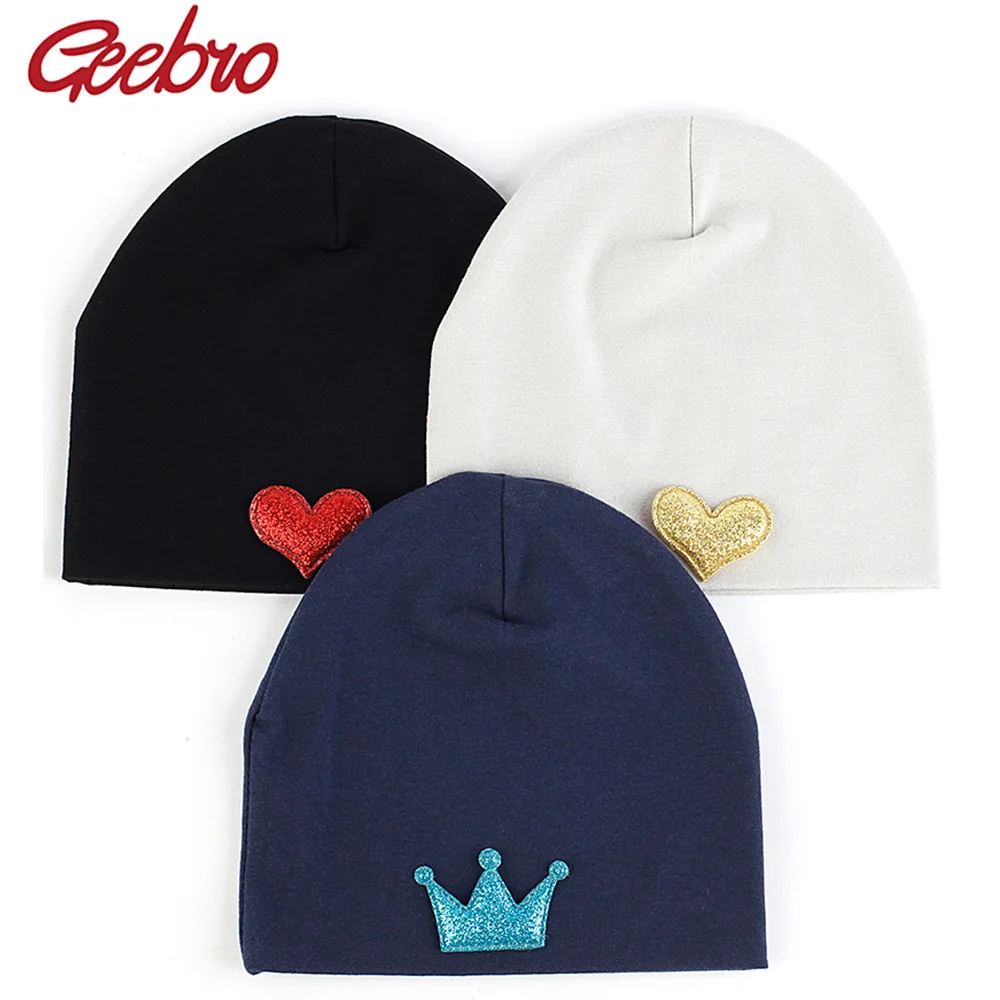 Geebro 0-3 month Winter Children Knitted Warm Soft Solid Color Beanies Toddler Boys Elastic Skullies Hats With Crown Love Caps