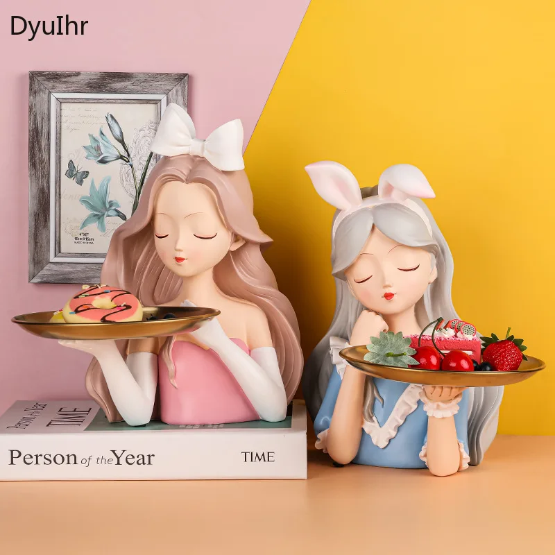 

DyuIhr Modern simplicity girl storage tray home decoration accessories resin crafts office living room desktop storage tray