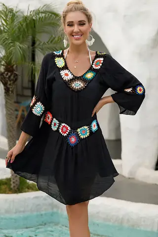 CROCHET BIKINI Women Beach Dress Cover-Ups Swimsuit Beachwear Bathing Suit Swim Cape For Woman Summer Tunic Saida Praia