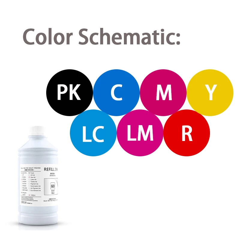 1000Ml Refill Dye Ink All Colors for HP 120 120nr 500 800 T770 T790 T1300 T2300 T1120 Z2100 Z5200 Wide Format Printer