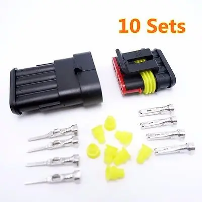 

10 Sets Enhanced Waterproof Male/Female Car Connector Plug 4 Ways Tyco/AMP 4pin