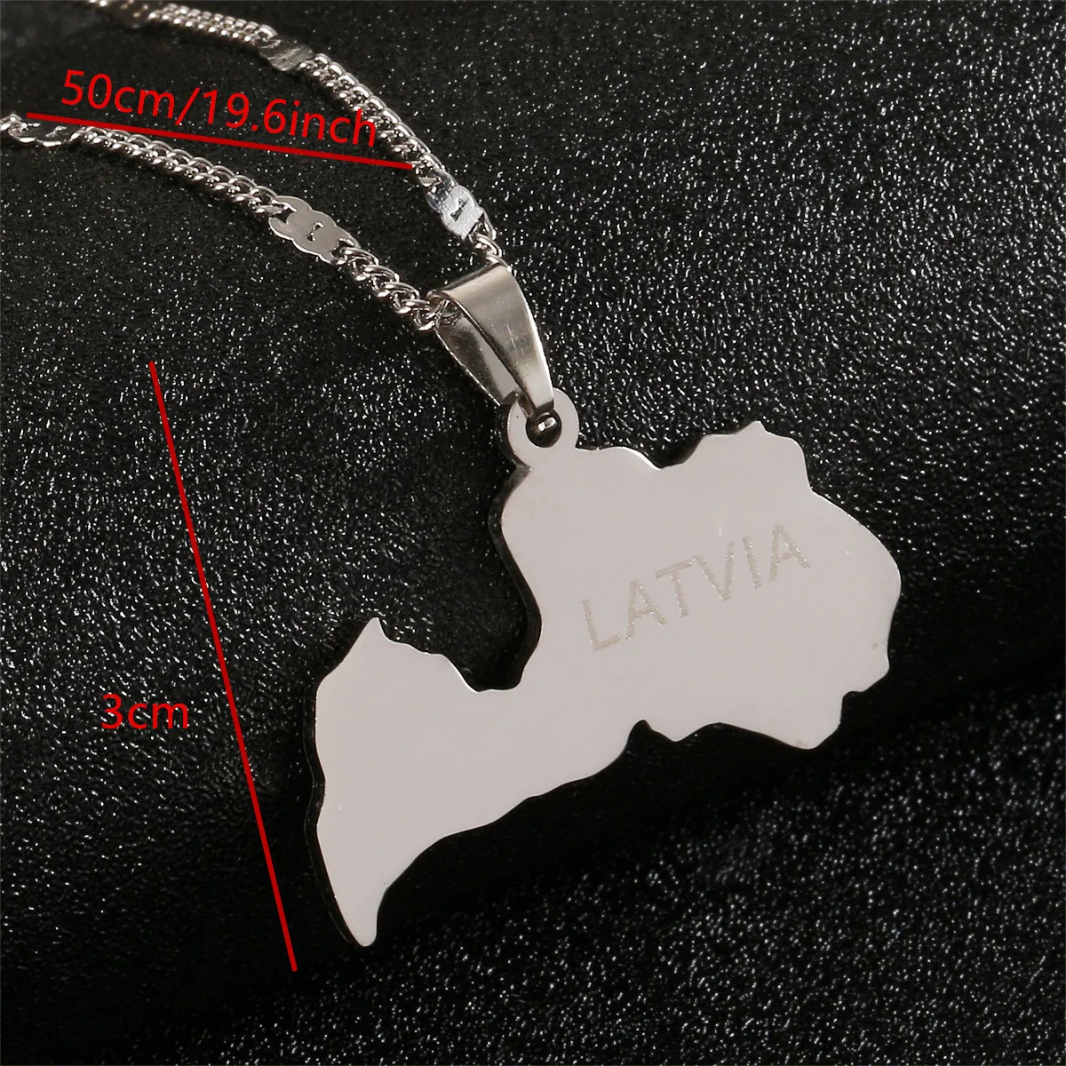 Stainless Steel Fashion Silver Color Latvia Map Pendant Necklace Latvijas Republika Maps Jewelry