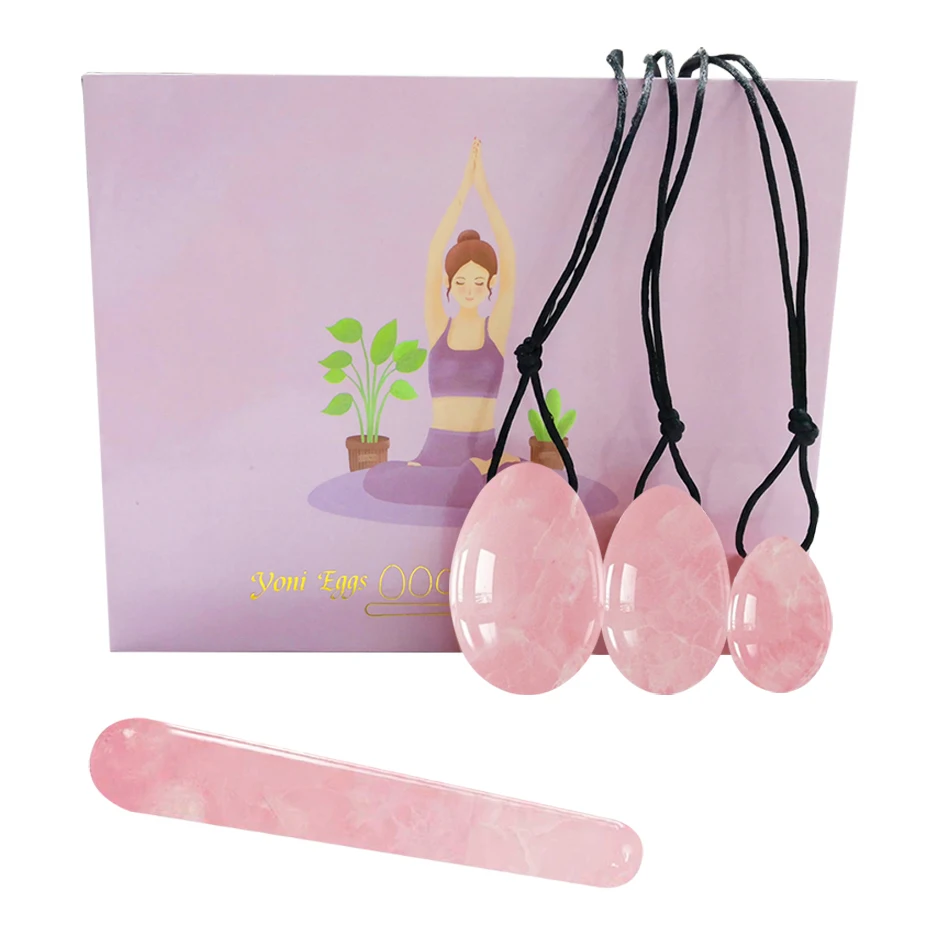 Yoni – œuf de Jade en Quartz Rose naturel pour femmes, boule de serrage des Muscles vaginaux, masseur de Jade, Kegel en cristal