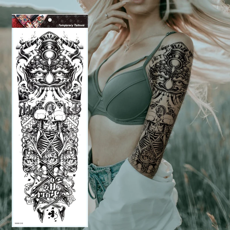 Large Arm Sleeve Tattoo MonsterBoss Waterproof Temporary Tatto Sticker Tribal Body Art Full Fake Tatoo Women