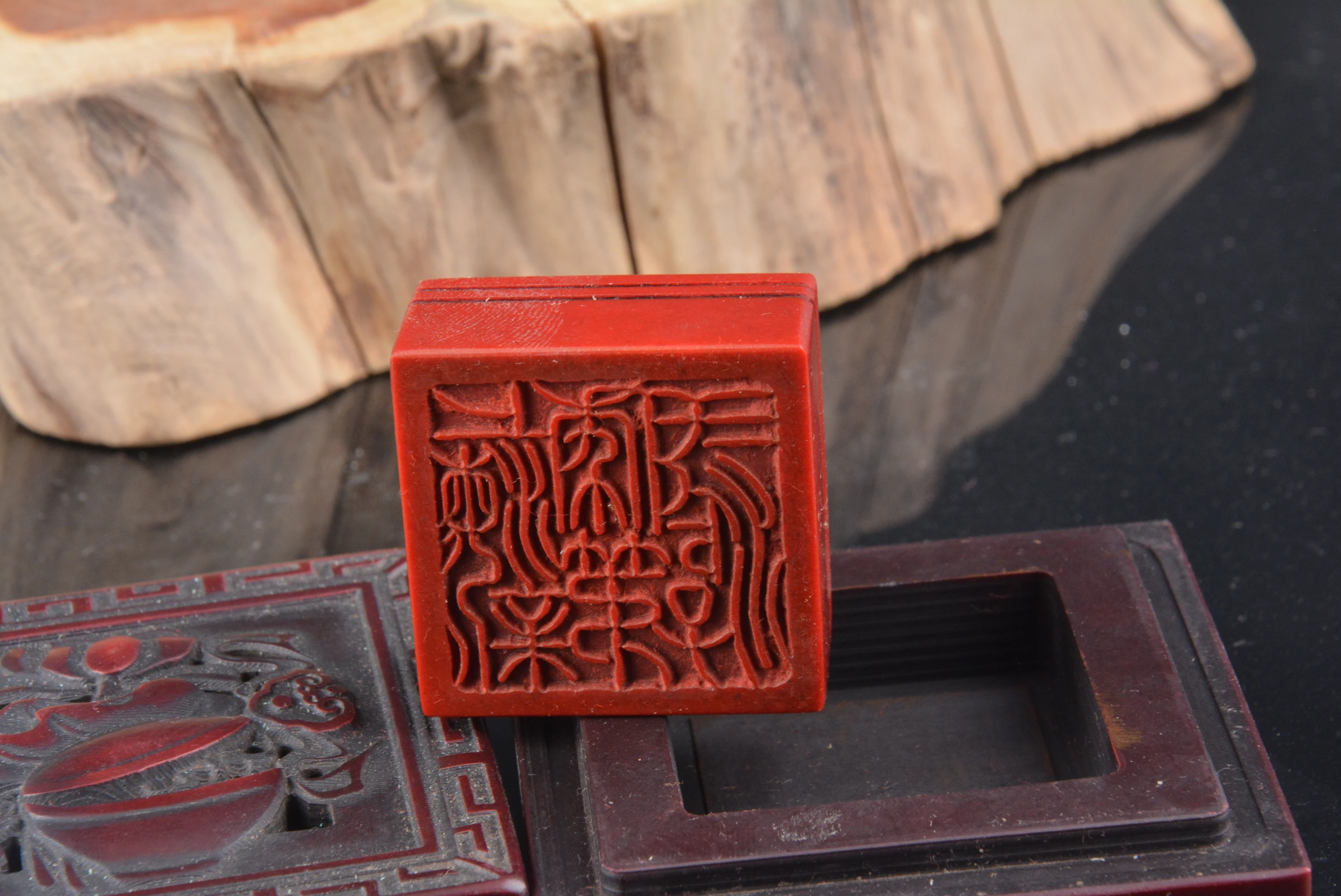 Old Chinese Gem seal statue in chicken blood color
