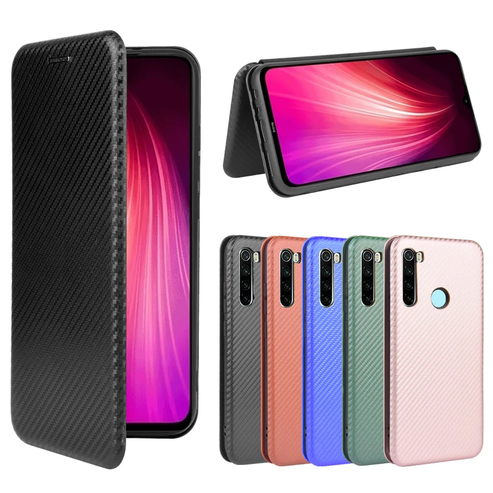 For Xiaomi Redmi Note 8T Case Carbon Fiber Flip Leather Case For Redmi Note 8T Business Magnetic Wallet Card Slot Slim Cover