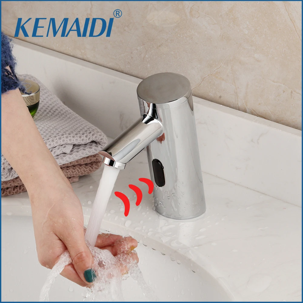 KEMAIDI Bathroom Basin Sink Faucet Chrome Polished Automatic Sensor Faucet Hot & Cold Water Mixer Tap Touch Senser Faucets