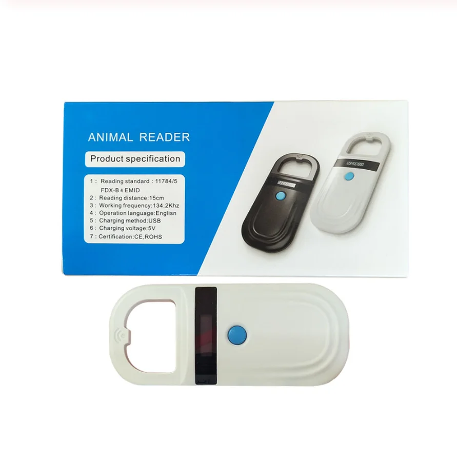 Handheld 134.2KHz 125kHz Animal RFID Reader Pet Cat Dog Microchip Scanner FDX-B Glass Chip  Tag Reader with Tags