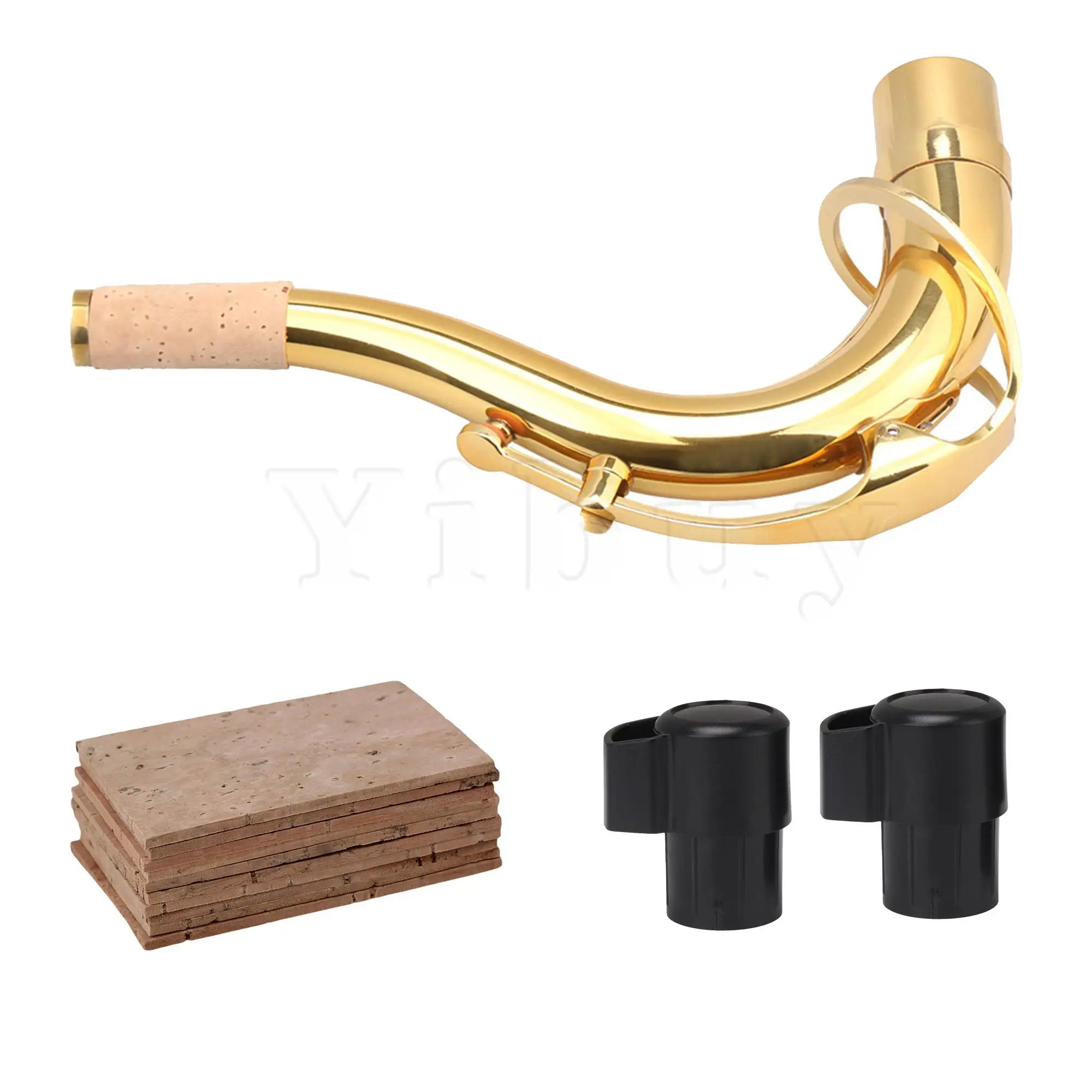 13pcs Tenor Saxophone End Plug& Elbow Bend Neck Brass with Cork Sheet