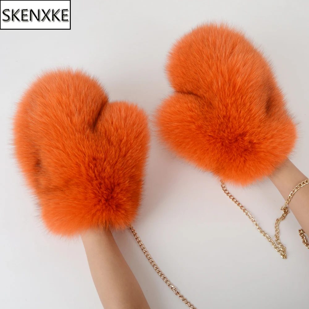 2024 New Brand Winter Women Natural Real Fox Fur Gloves Warm 100% Genuine Fox Fur Mittens Girl Fashion Luxur Real Fox Fur Glove