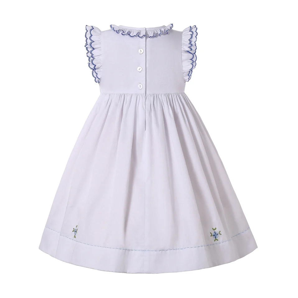 Pettigirl  Hand Made Smocked Dresses Double Ruffles Sleeveless Designer Baby Girl Smocked Party Clothes