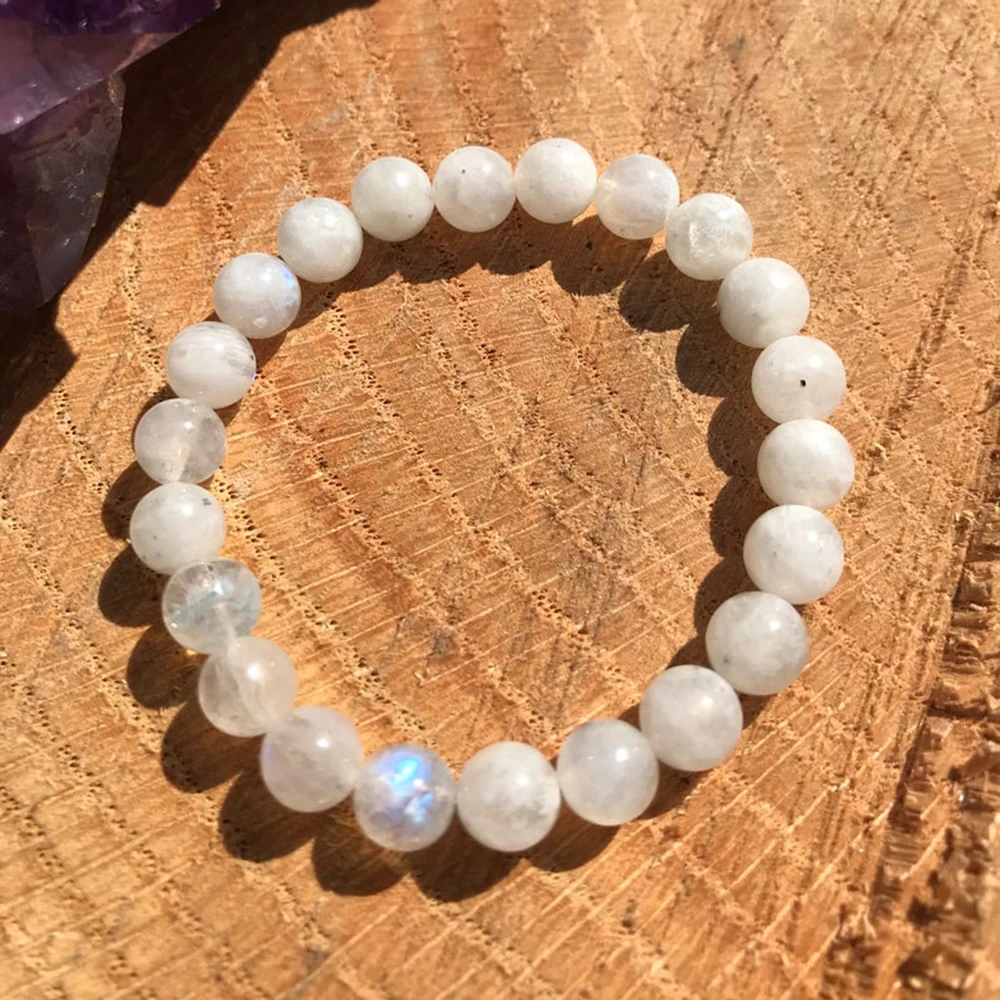 Wholesale Genuine AA Grade Rainbow Moonstone Bracelet Women`s Aura Balance Protection Bracelet Best Gift for Mother Wife