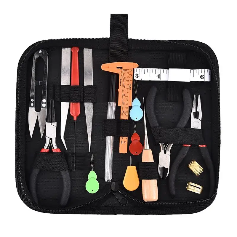 21pcs DIY Jewelry Making Kit Pliers Jewelry Tools Set Flat Nose Pliers Wire Cutter Pliers Rings Scissor Beading Needles Tweezer