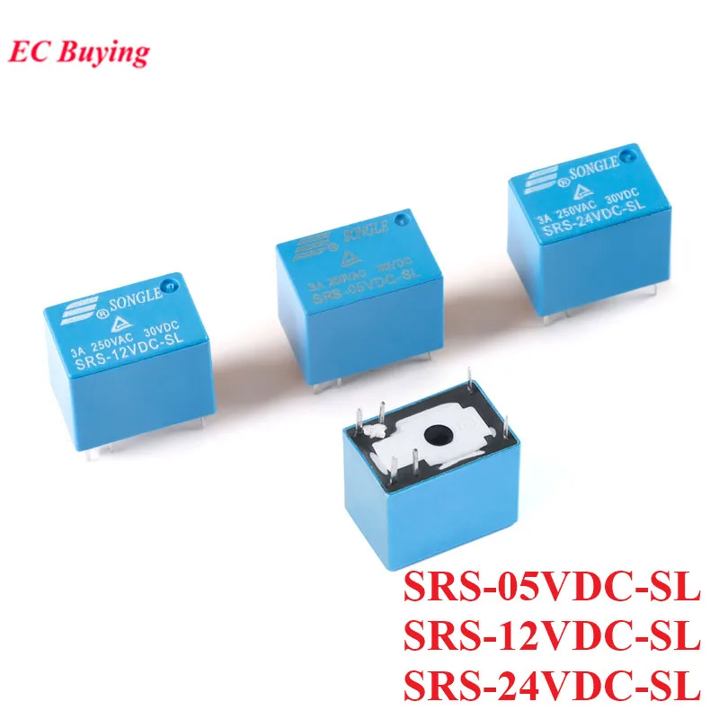 5Pcs/lot Relay SRS-05VDC-SL 5VDC SRS-12VDC-SL 12VDC SRS-24VDC-SL 24VDC DC 5V 12V 24V 6Pin 3A Power Converter Relais Rele