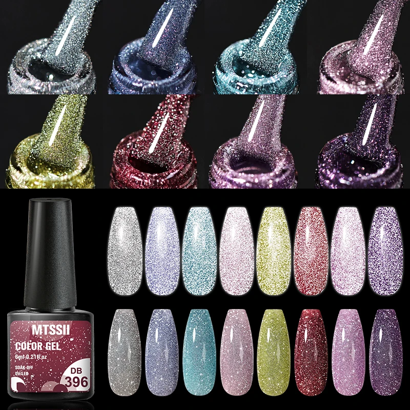 Mtssii Reflektierende Glitter Gel Nagellack Funkelnden Pailletten Semi Permanten Soak Off UV LED Farbe Lacke Nail art Dekoration – Detail 3
