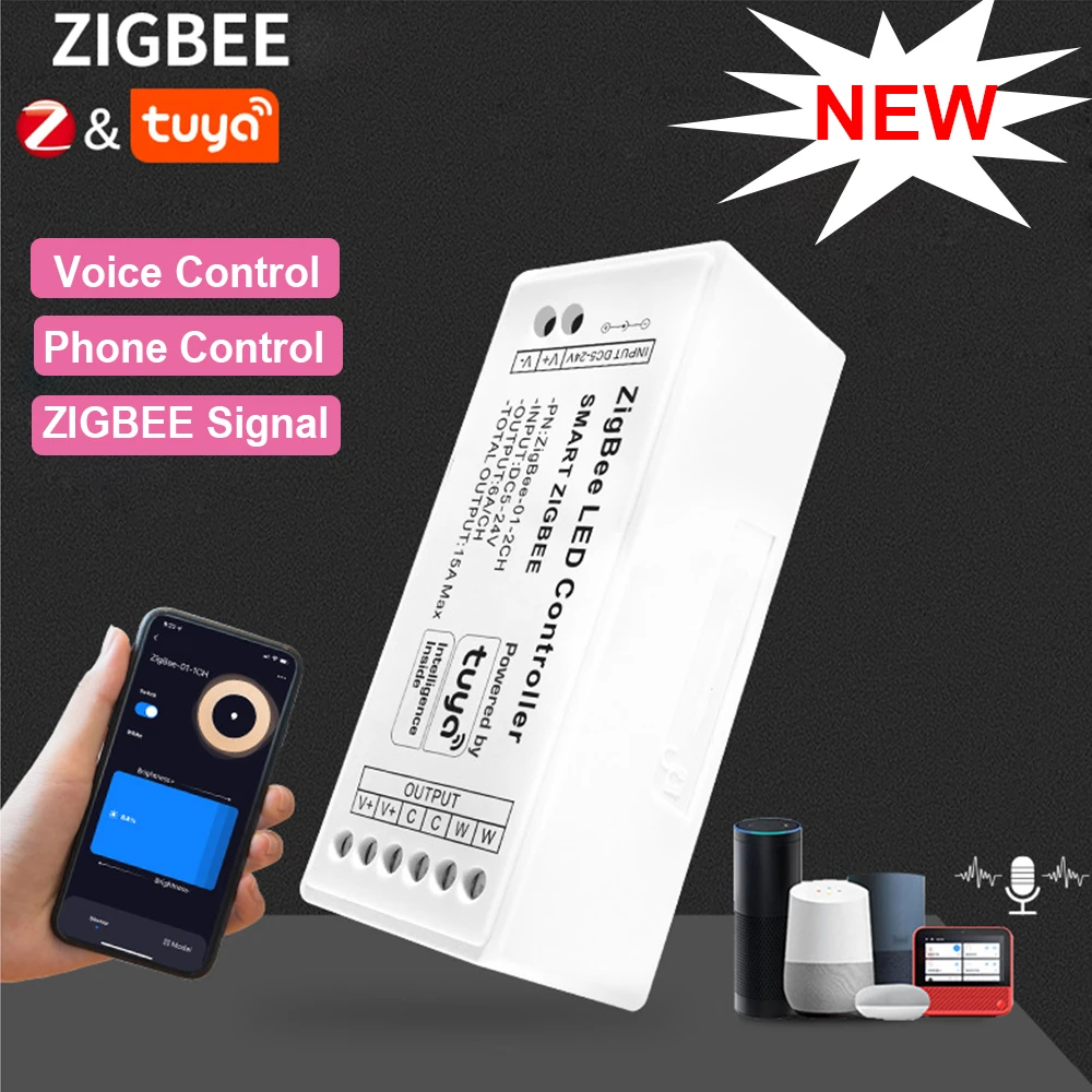 DC5-24V Smart TUYA Zigbee APP Single Color CCT RGB RGBW RGB+CCT  Light Strip Timing Controller + Gateway Supports Remote Control