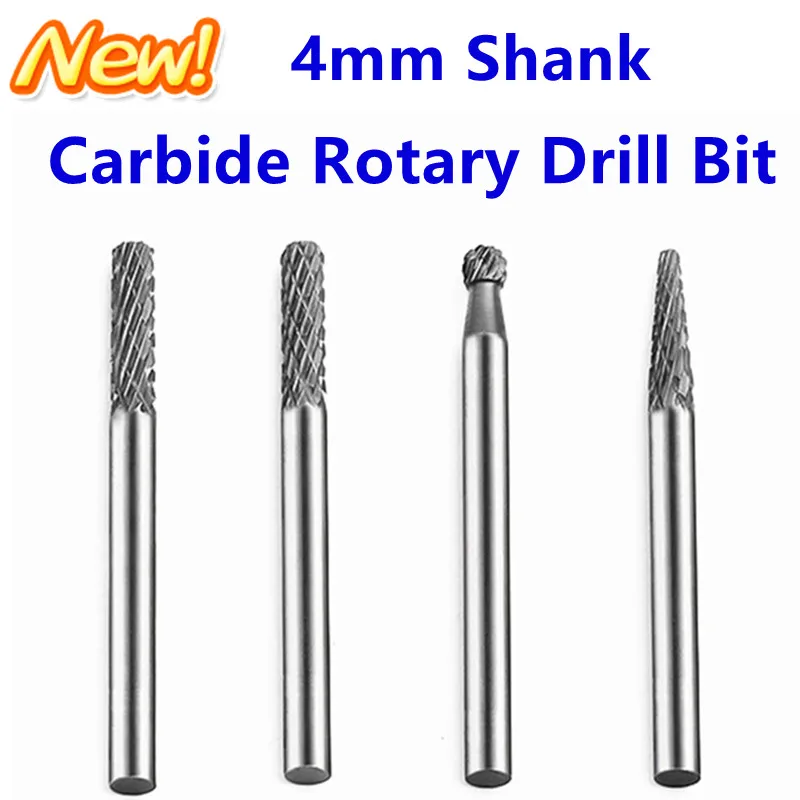 3mm 4mm shank Tungsten carbide drill bit File hard alloy rotary bur cnc end milling chamfering cutter Grinding Head lathe tools