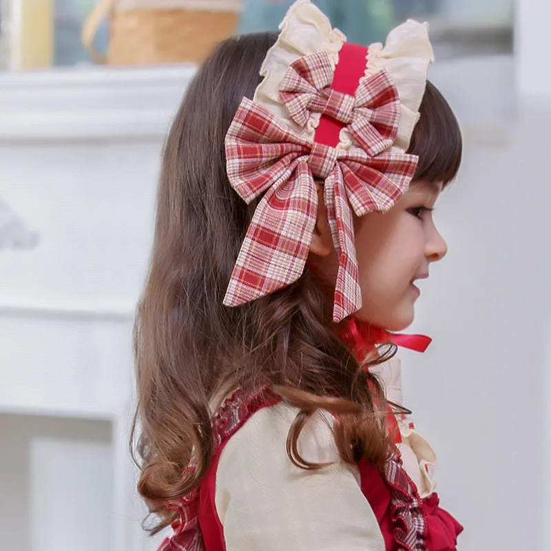 Accesorios Kawaii para niña, diademas de Lolita para niña, diadema de fiesta de retales para niña, diadema elástica con lazo