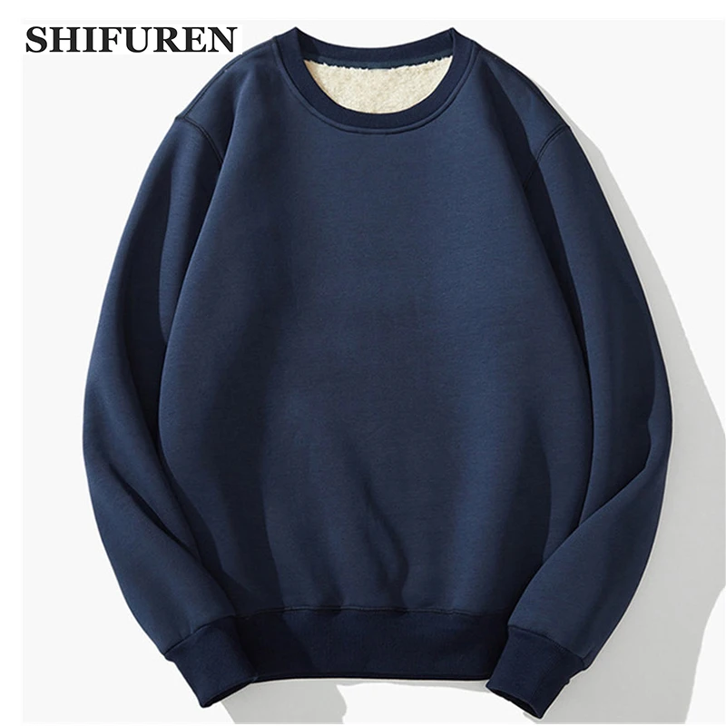 SHIFUREN Winter Men's Thermal T Shirts Soft Thick Fleece Long Sleeve O-Neck Cusal Warm Male Tops Tees Size S-XXXL