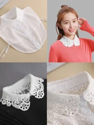 Women Clothing Accessories Lace Fabric 2021 High Quality Lace Fake Collars Blouse Vintage Kawaii Detachable Shirts Collar White