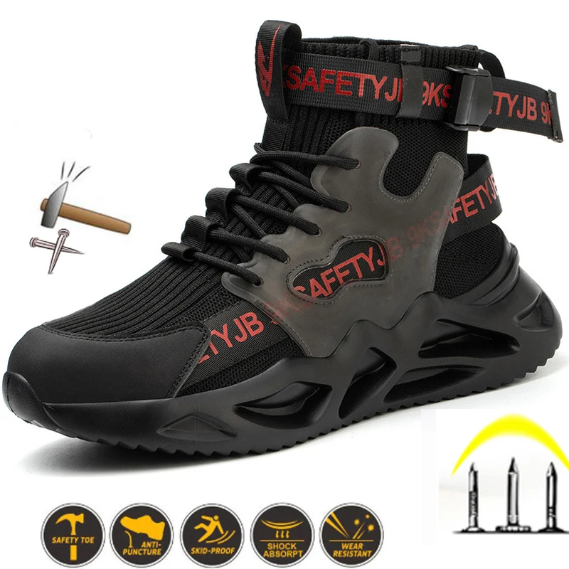 2021 Men Safety Shoes Metal Toe Indestructible Ryder Shoe Work Boots with Steel Toe Waterproof Breathable Sneakers Work Shoes