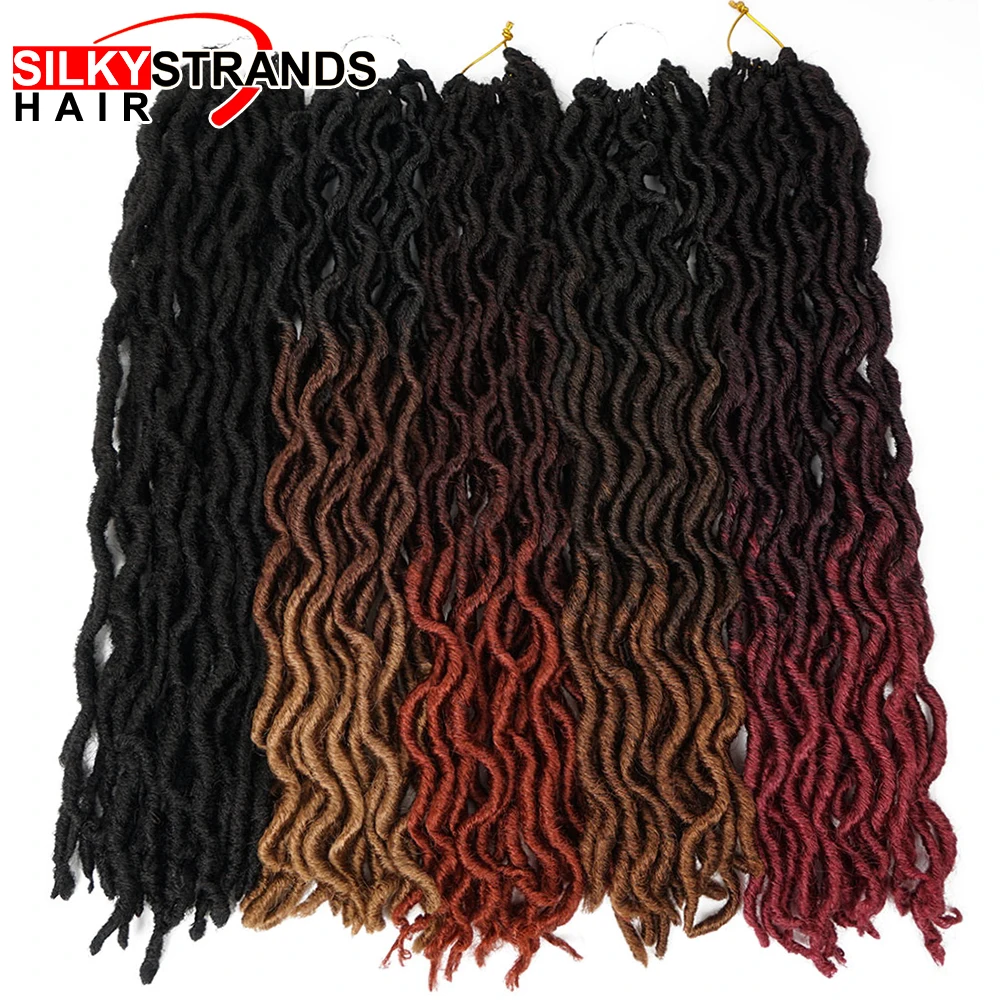 20inch 24 Strands Ombre Faux Locs Curly Crochet Hair Kanekalon Dread Locs Synthetic Senegalese Twist Hair Extensions for Women