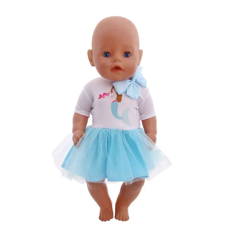 Doll Clothes Aqua Blue Series Disned Elsa Dress Shoes Mermaid Swimsuit For 18Inch American Doll Girl&43Cm Baby New Born Kids Toy