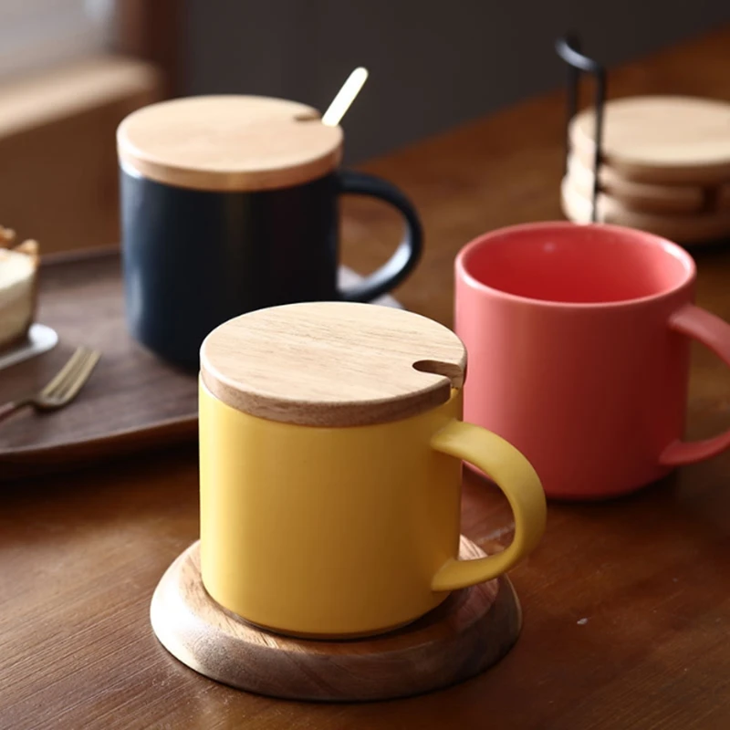 Simple Ceramic Coffee Cup Mug with Wooden Pallet Small Milk Drinkware Cup Breakfast Mug Office Home Drinkware Gift чашка
