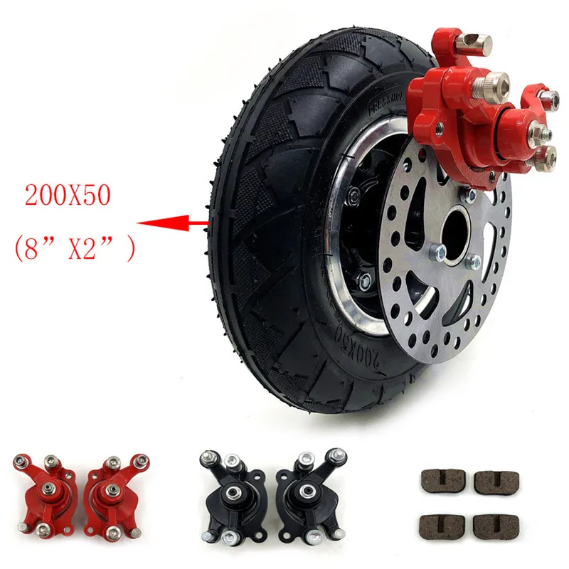 

NEW 8" Electric Scooter Tyre With Wheel Hub with Brake disc 200x50 Inflation Tyre&inner tube Electric Vehicle Aluminium tire