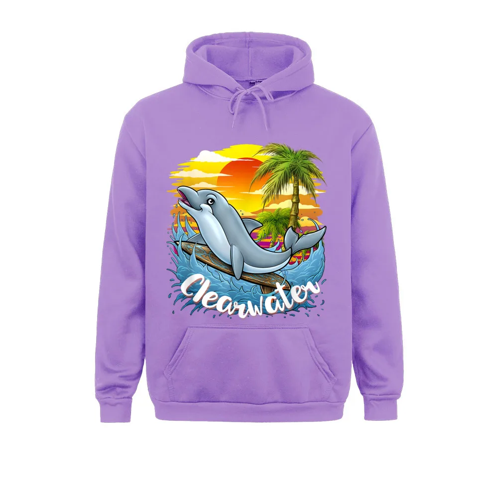 Clearwater Beach Dolphin Florida Spring Break Labor Day Men Hoodies Long Sleeve Printed Clothes Retro Sweatshirts