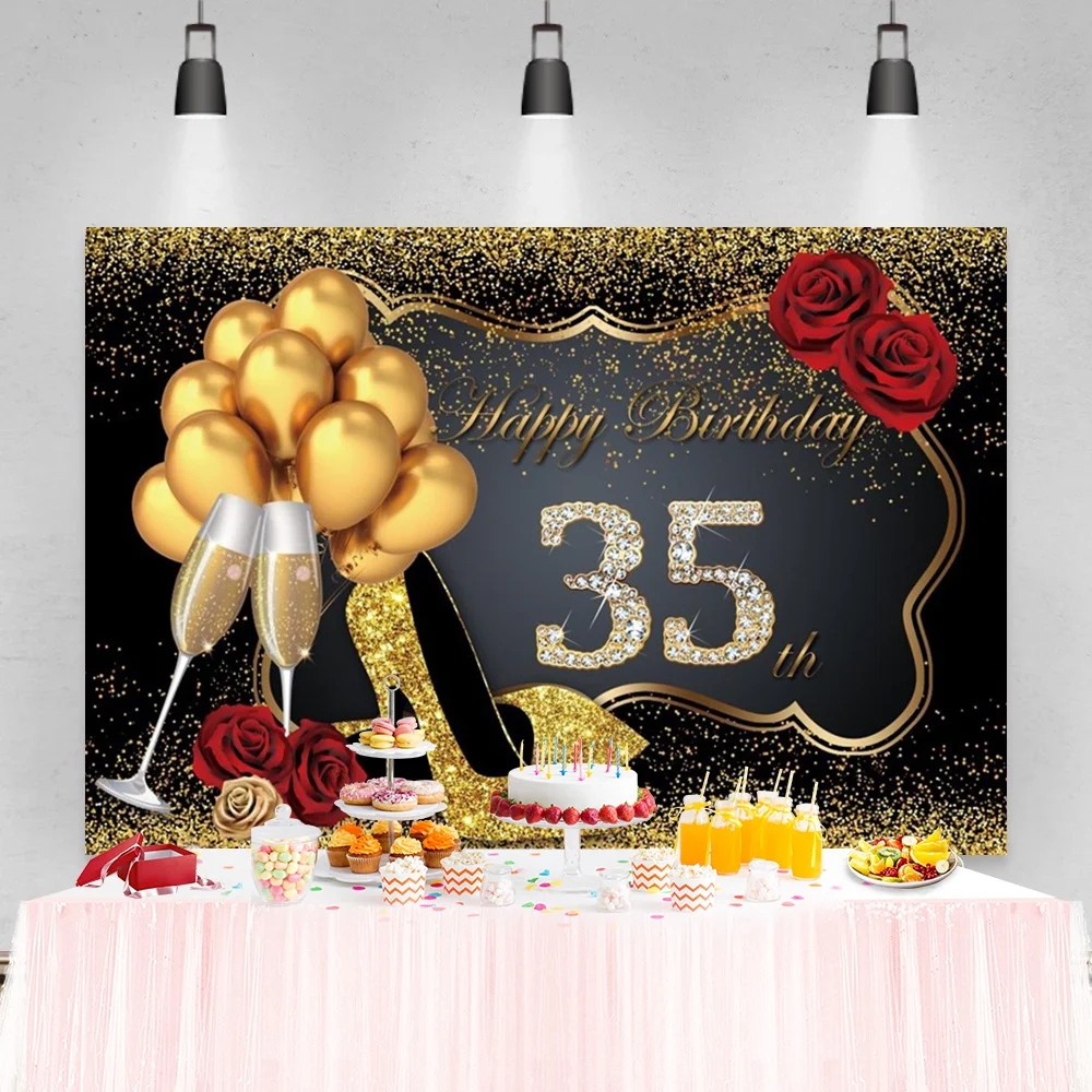 Balloons Adult Birthday Backdrop Happy Fabulous Women's 50th 30 40 60 Birthday Party Photographic Background Photocall Props