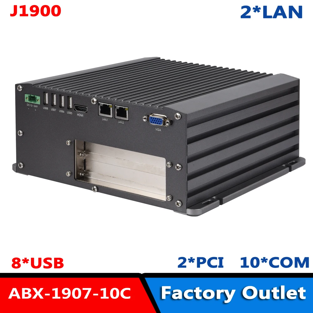 

Quad Core J1900 Embedded Fanless PC With 10Serial Port RS232/422/485 2*PCI win7