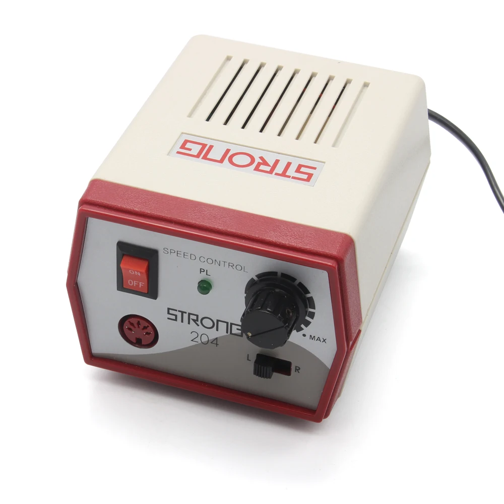 darmowy zestaw wierteł do zdobienia paznokci 35000 obr./min mikrosilnik szczotkowy Strong 204 mocna rękojeść 102L wtyczka EU