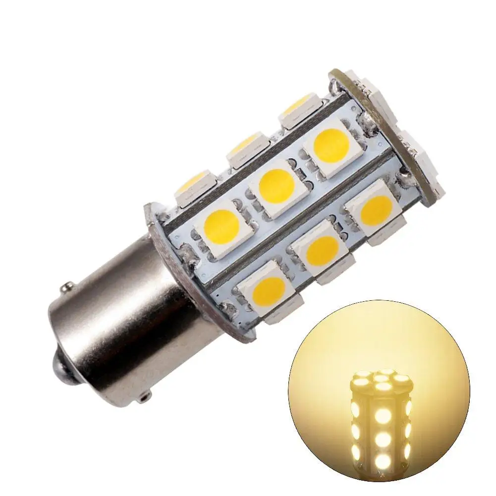 2x GRV Ba15s 1156 1141 High Power Car LED Bulb 24-5050SMD AC/DC 12V-24V Warm White