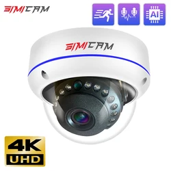 Simicam 4k 8mp câmera de segurança ip dome metal shell poe onvif h265 3840x2160 100ft visão noturna ir humano de áudio de vigilância de vídeo