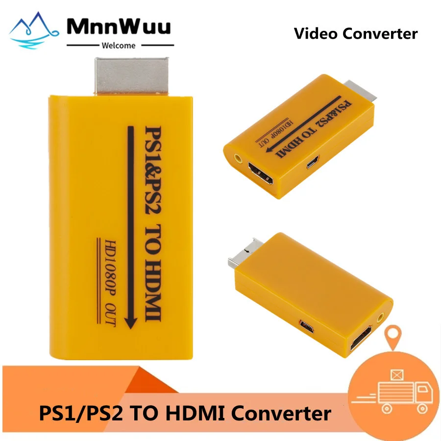 Konwertery Audio wideo PS2 na HDMI 3.5Mm z kablem Usb obsługa wyjścia 1080P dla odtwarzacza PS1 na Adapter kompatybilny z HDMI dla Hdtv