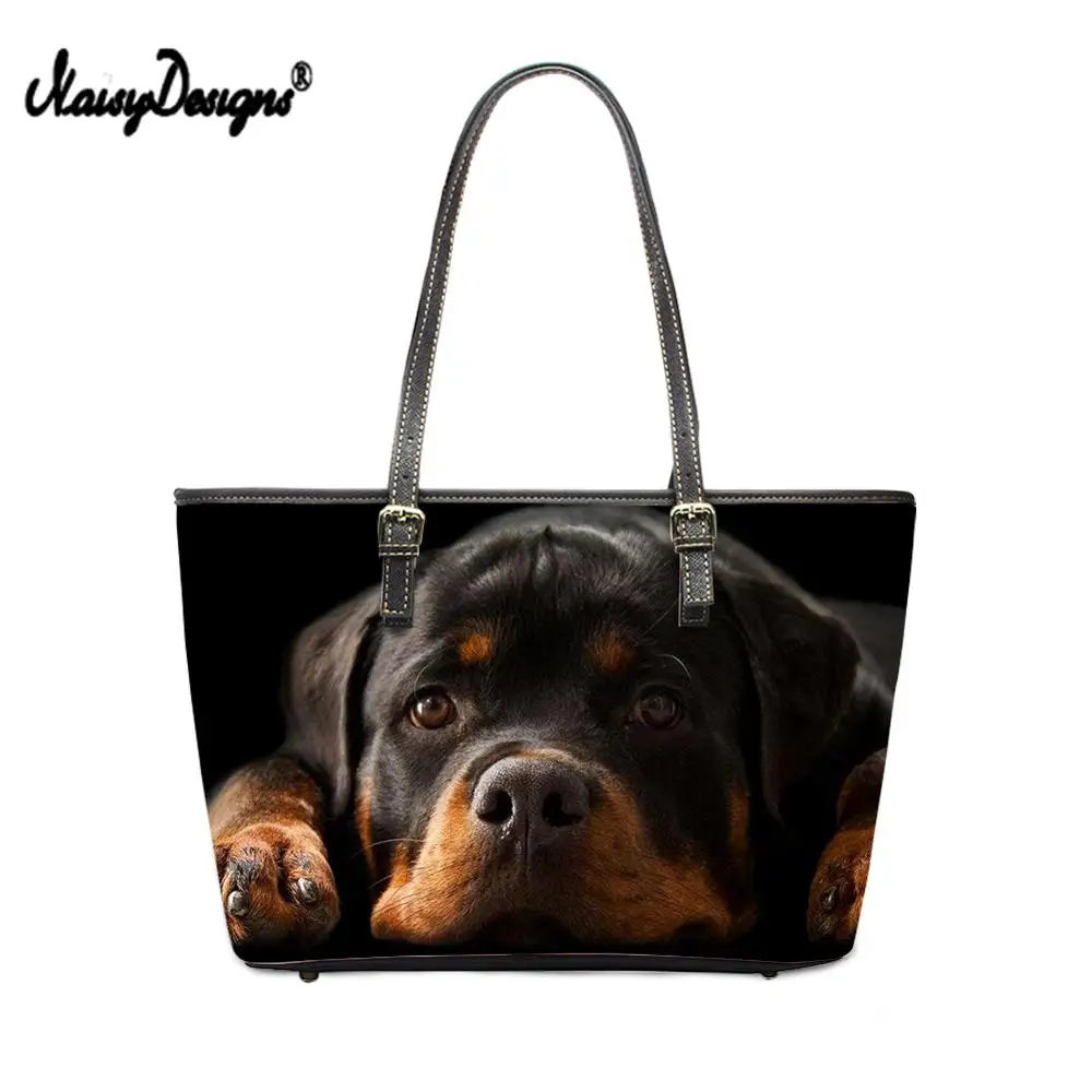 

Cool 3D Dog Rottweiler Printing Designer Handbags Women Large-capacity Bags Leather Simple Shoulder Bags Tote Bags for Women