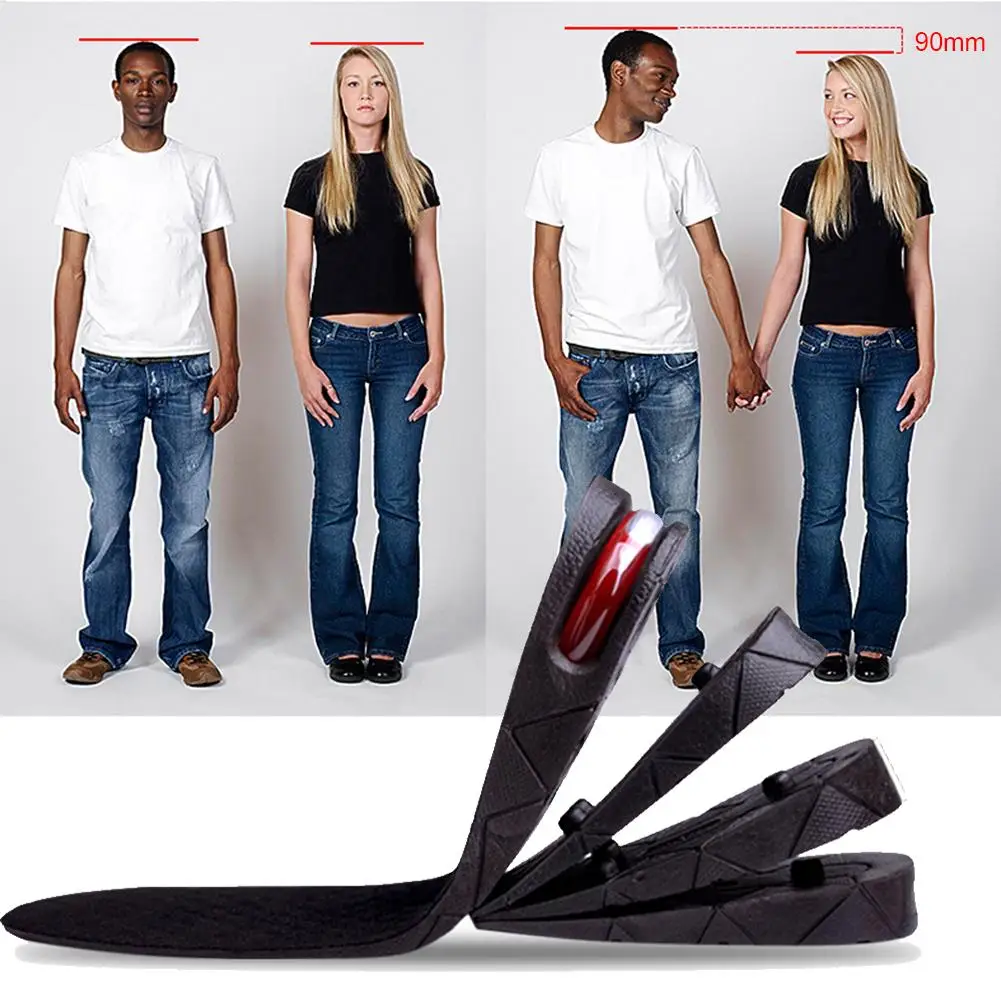 3-9cm Unisex Height Increase Insole Heightening Cushion Adjustable Cut Shoe Heel Insert Taller Lift Shoe Heel Insert Foot Pad