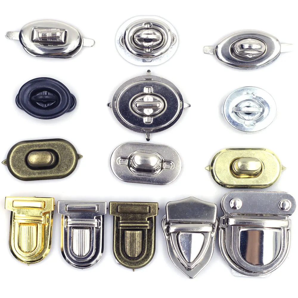 1Set Twist Turn Snap Kiss Clasps Closure Lock Hardware Alloy For Leather Luggage Shoulder Purse Bags DIY Accessories