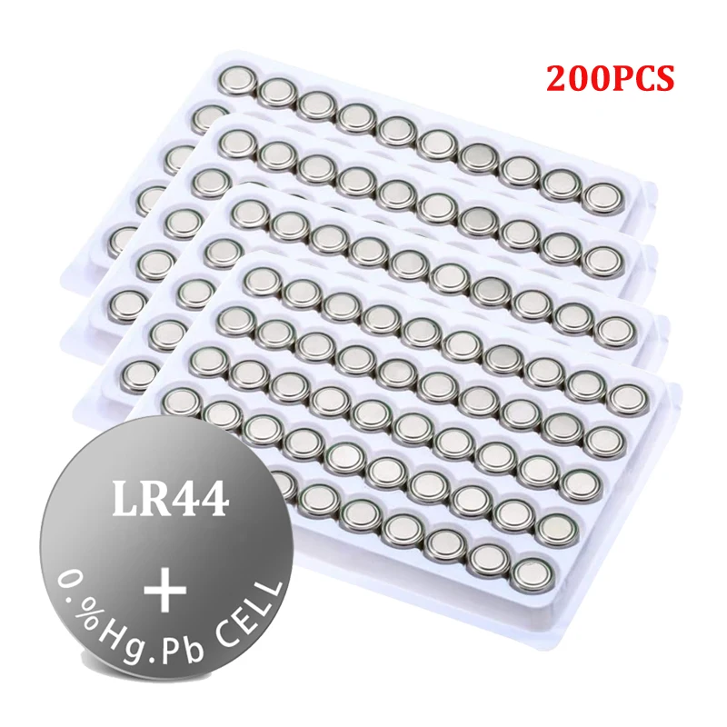 

200PCS Alkaline Battery AG13 1.5V LR44 386 Button Coin Cell Watch Toys Batteries Control Remote A76 SR43 186 SR1142 LR1142 CX44