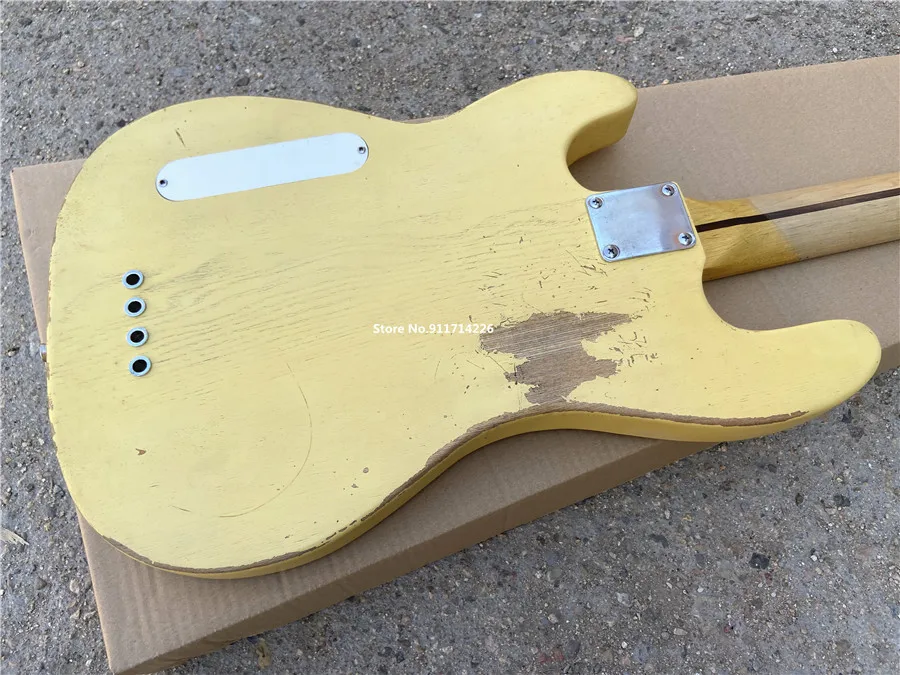 Inheriting classic creamy yellow 4-string electric bass for antique customizable free shipping