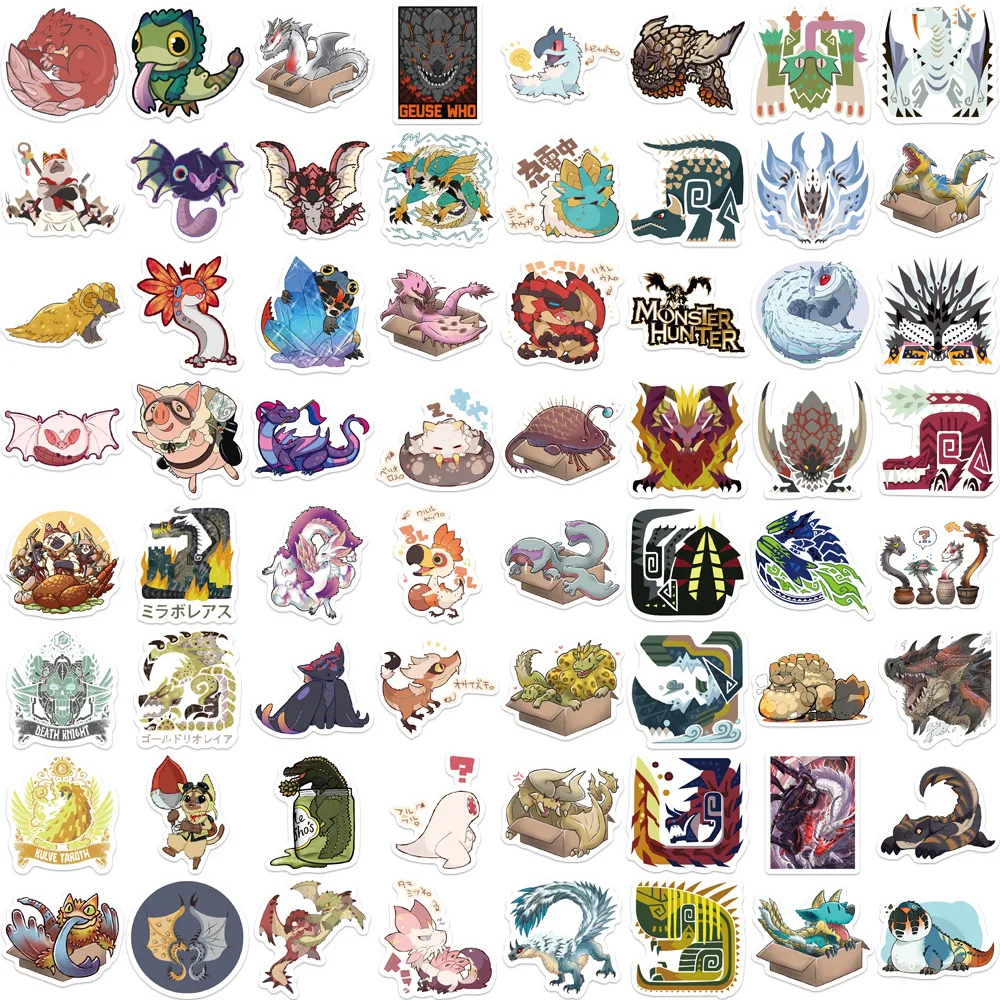 10/30/64pcs Monster Hunter Game Stickers For Skateboard Notebook Computer Car Bike Decal Kids Toy DIY Waterproof Cartoon Sticker