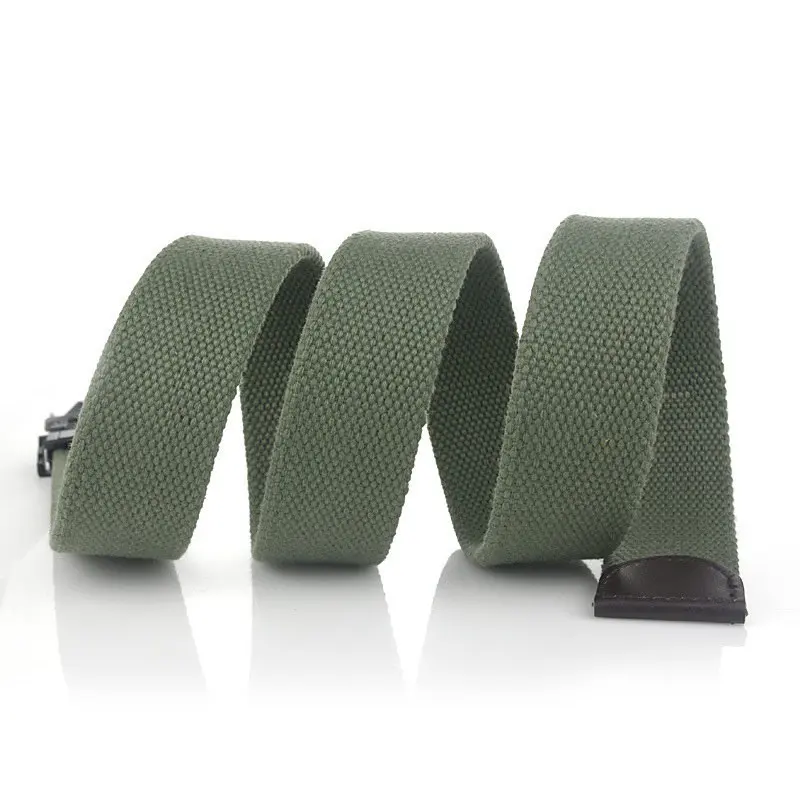 Cinturones de cintura con hebilla deslizante de Metal para hombres y mujeres, correa de lona transpirable, Militar del Ejército, accesorios para