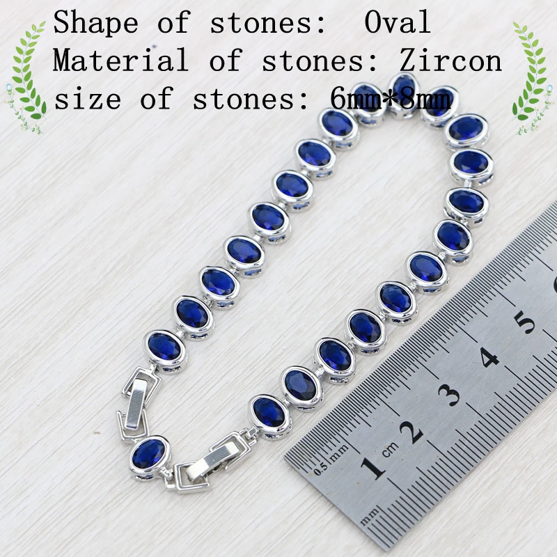 19cm + 2cm regulowana długość bransoletka 925 Sterling Silver Sapphire bransoletka dla kobiety panna młoda urodziny prezent na prezent dla