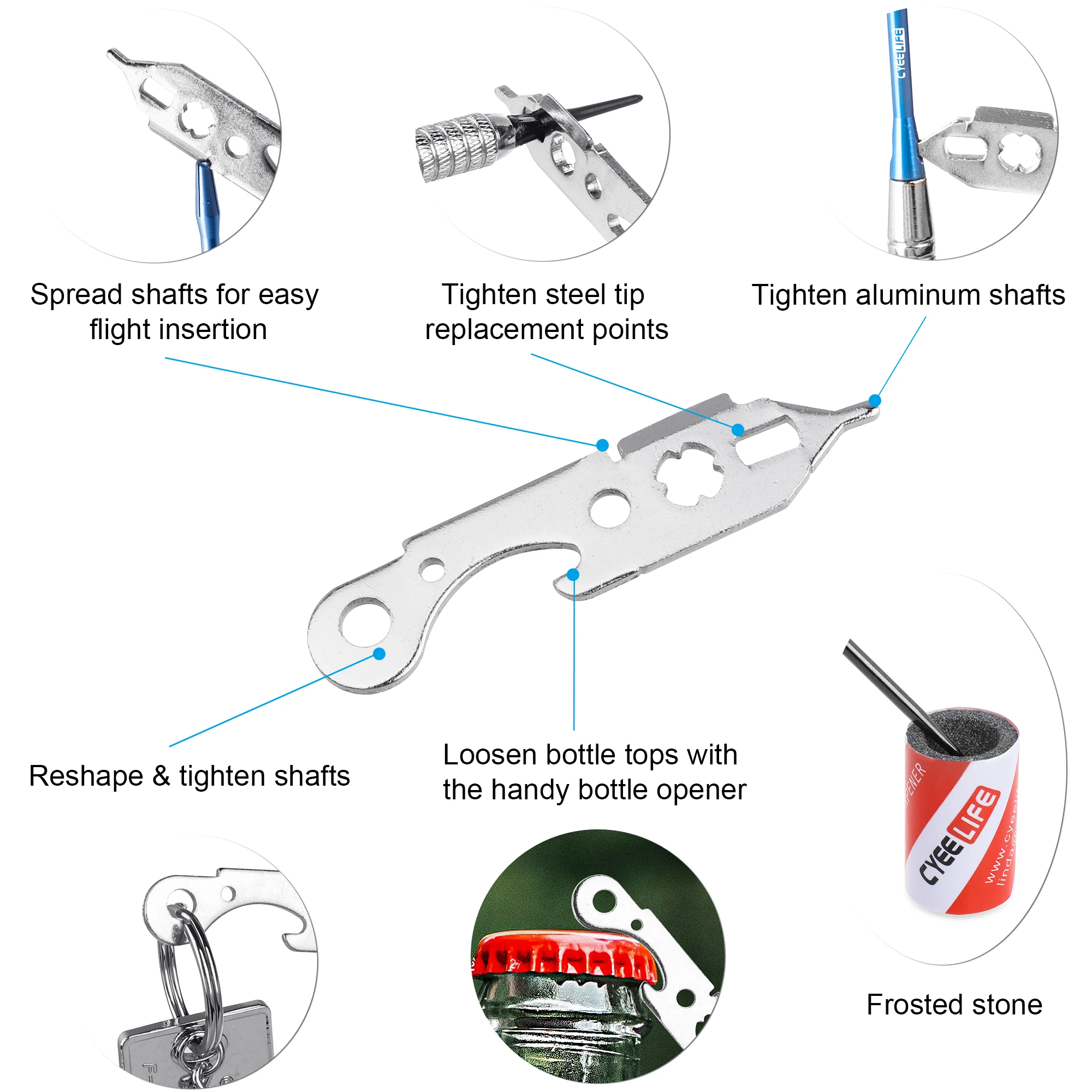 CyeeLife Dart Accessories Kit,18 Aluminium Shafts+36 Flights+100 Rubber Rings&2 Tools+6 Plastic Protectors+Sharpener