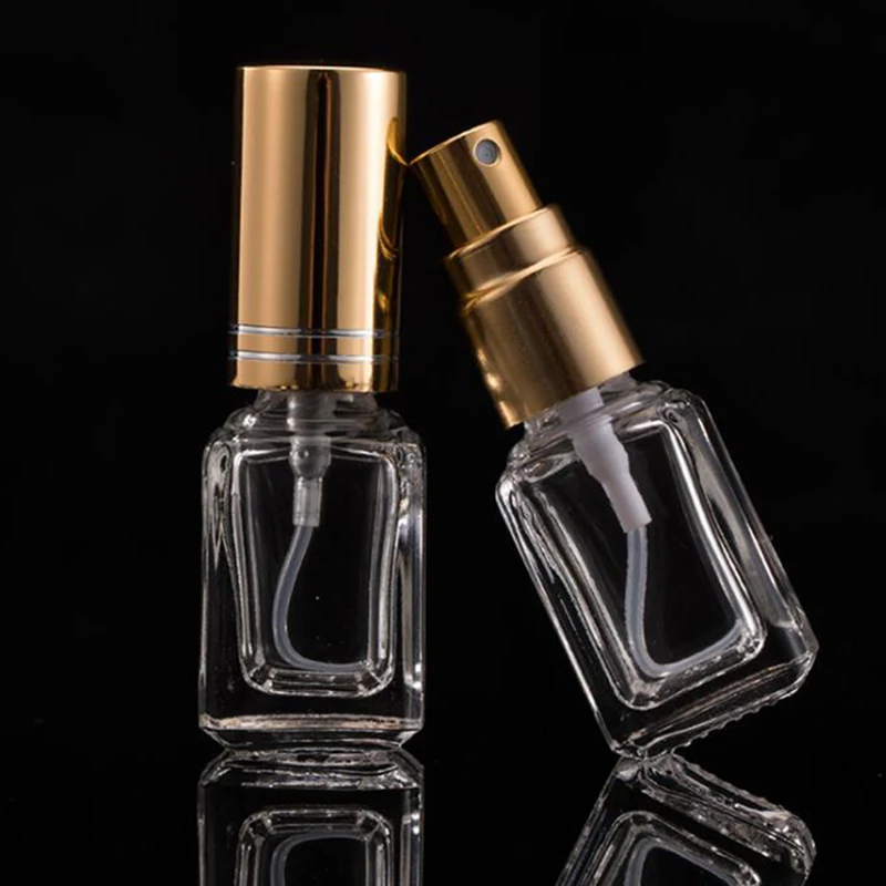 

5ml Mini Portable Spray Bottle Empty Perfume Glass Bottles Refillable Perfume Atomizer With Black Gold Silver lids