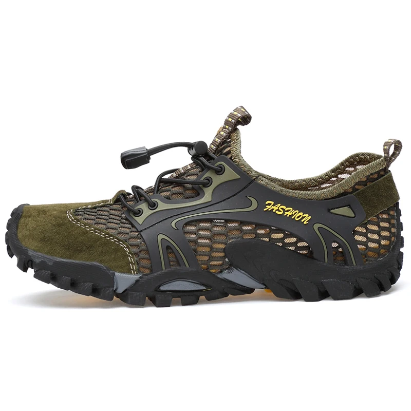 Zapatos de senderismo transpirables para hombre, zapatillas de deporte de ante y malla para exteriores, zapatos de escalada, calzado deportivo de secado rápido para el agua, de verano