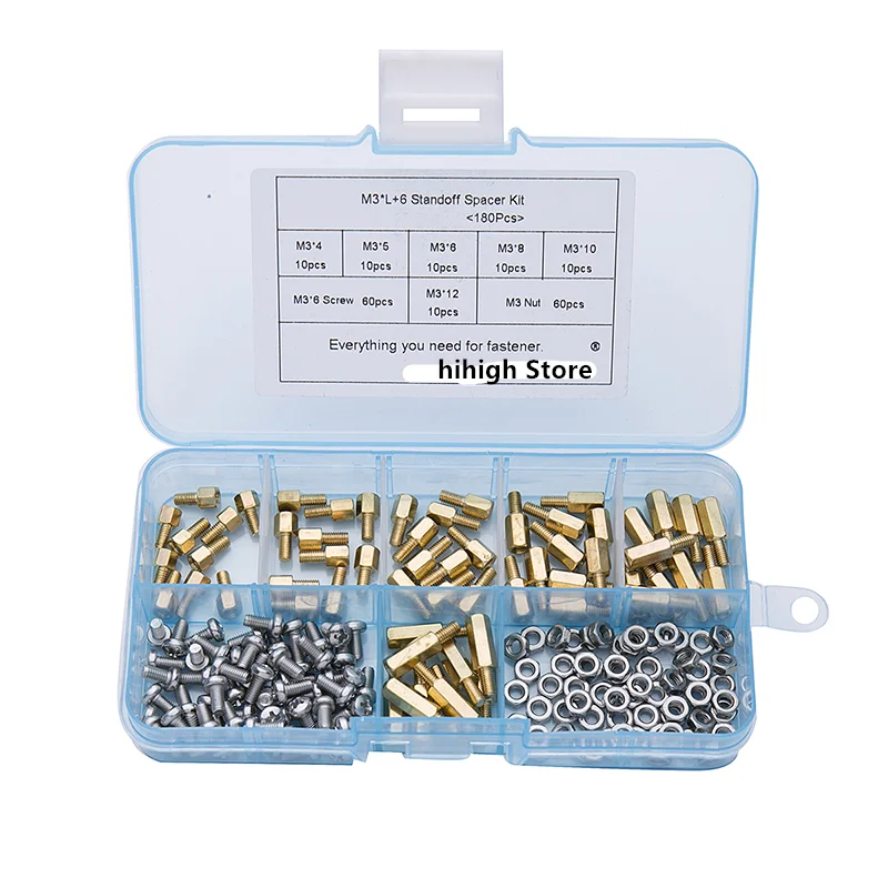 180pcs/set M2 M2.5 M3 Hex Head Brass Spacing Screws Threaded Pillar Pcb Computer Pc Motherboard Standoff Spacer Kit