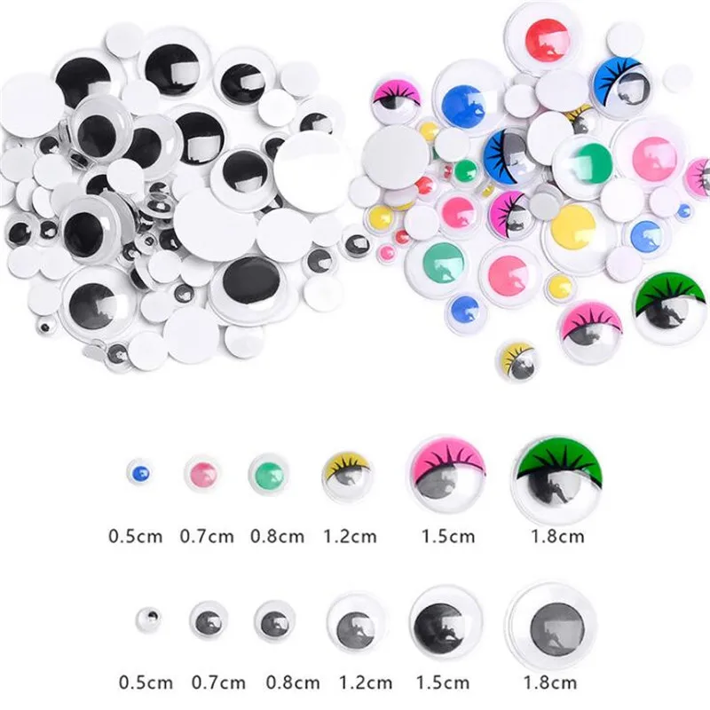 100pcs Self Adhesive Eyes with Eyelashes for Doll Bear Stuffed Toy DIY Scrapbooking Craft Handmade Accessories 6mm/8mm/18mm/3cm